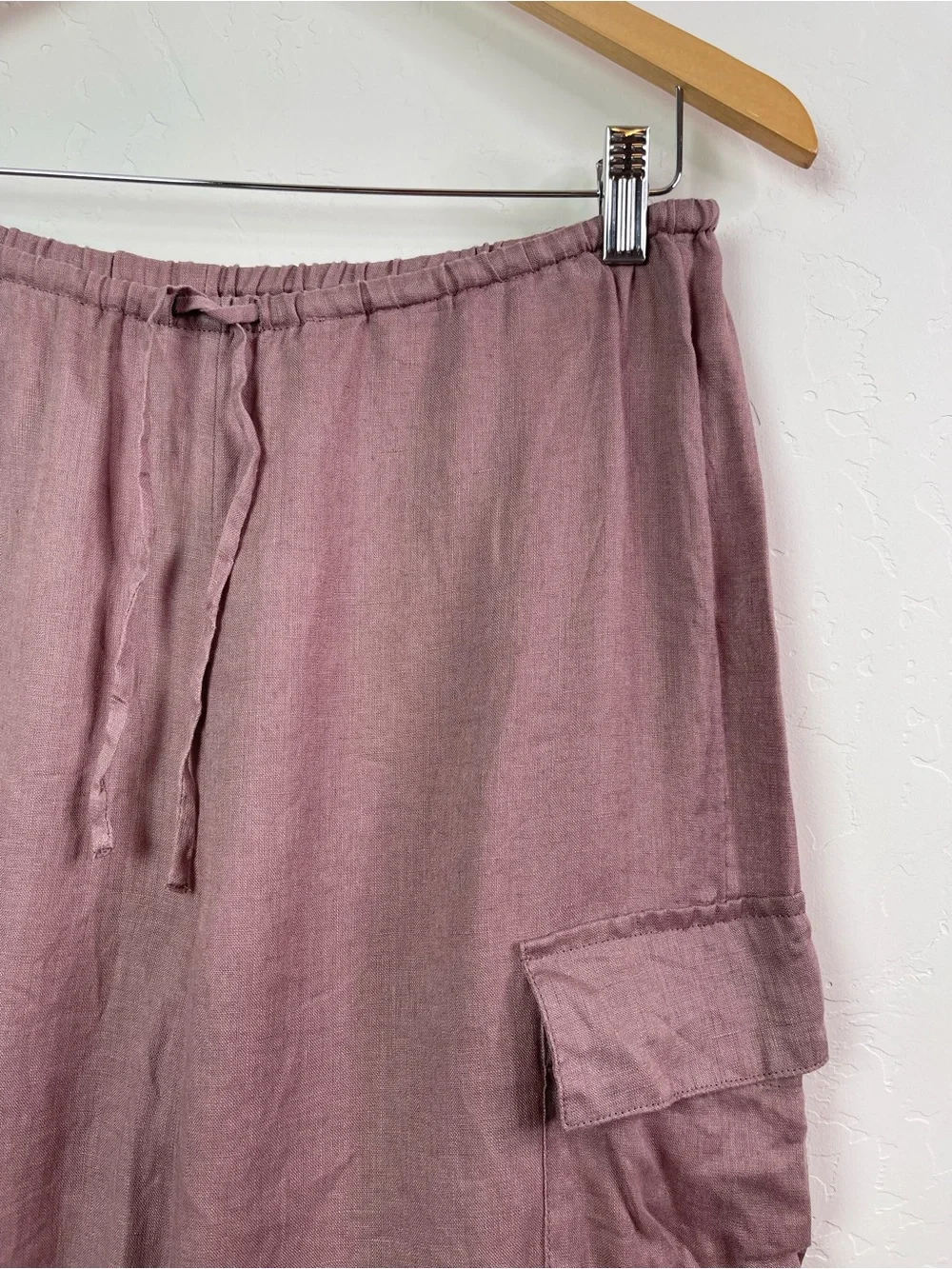 L*Space Sundown Dusty Pink Linen Cargo Wide Leg Boho Coastal Pants Size Medium